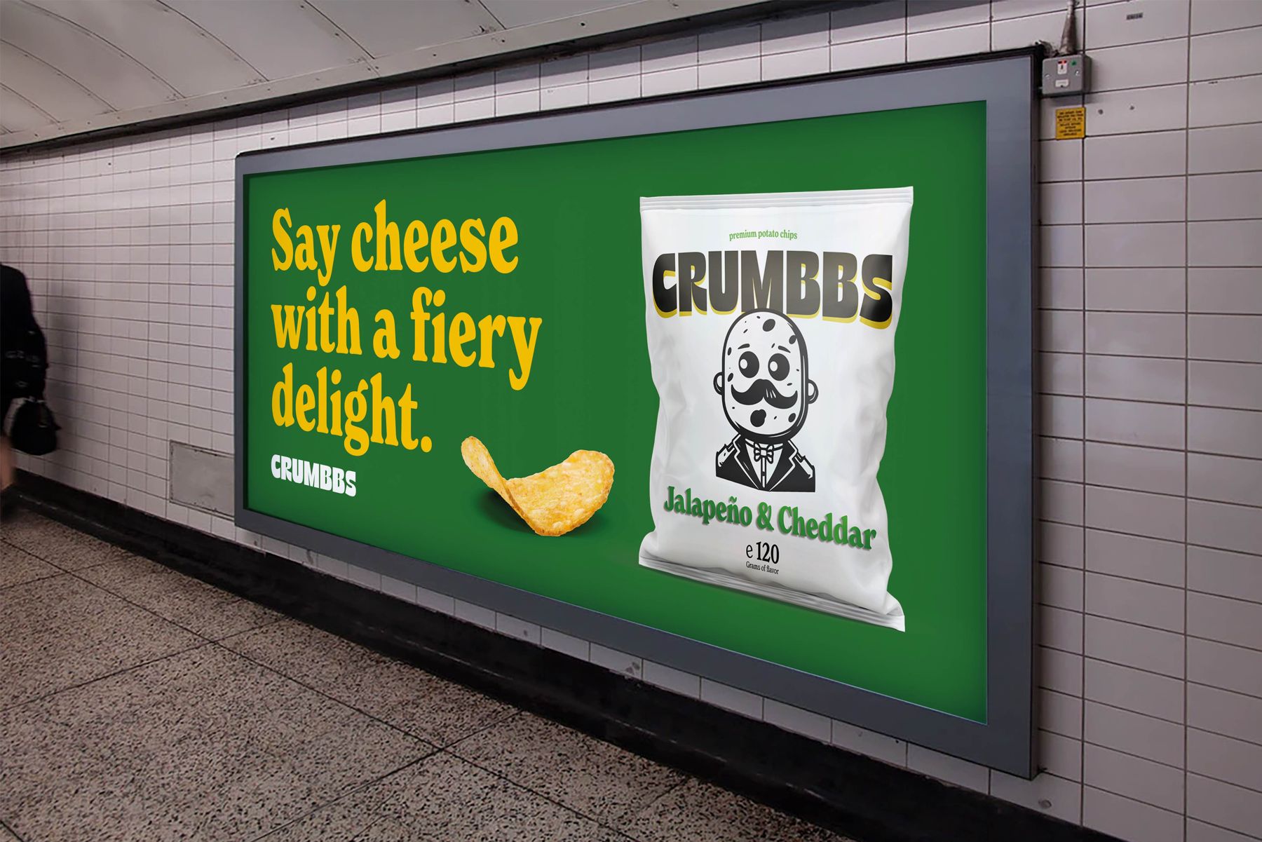 Crumbbs – Say cheese with a fiery delight, subway billboard