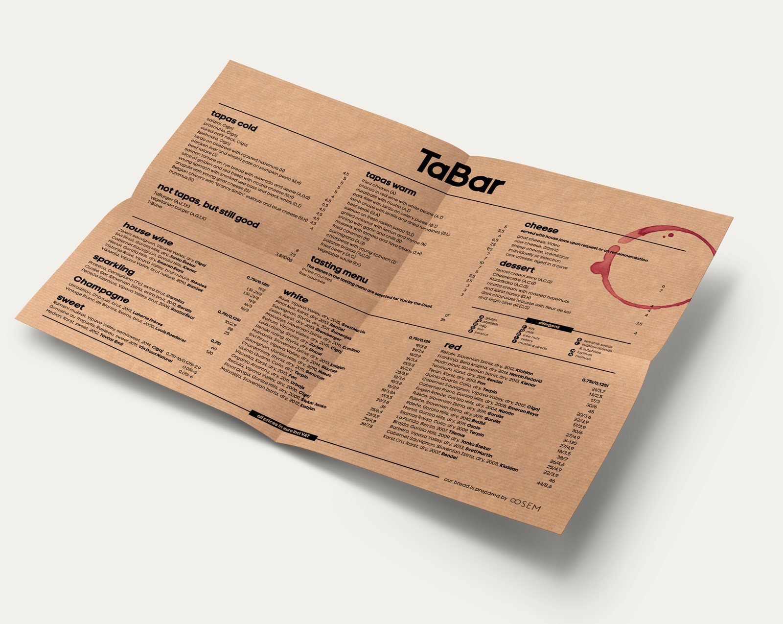 TaBar – menu design