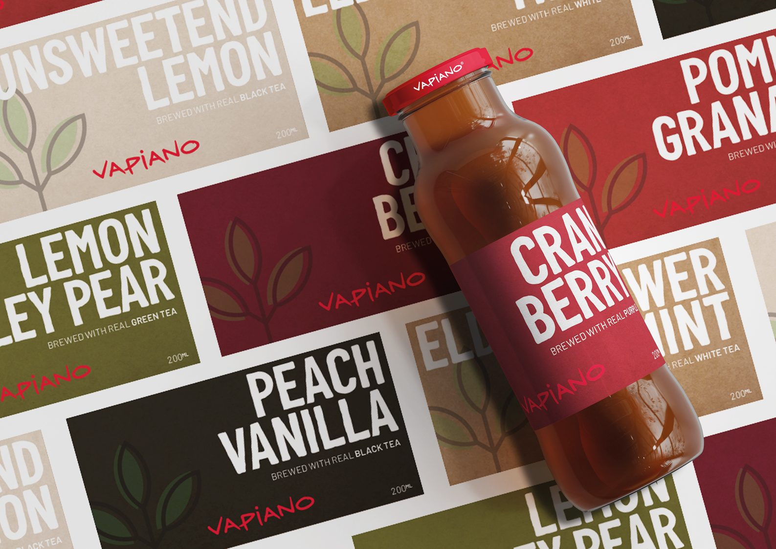 Vapiano – Eistee, Flasche und Labels